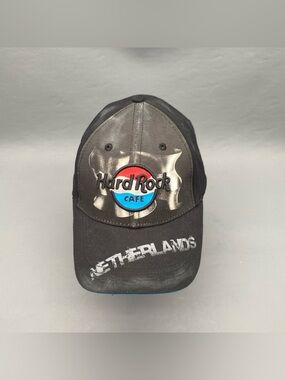 Hard Rock Cafe Netherlands Amsterdam Hat Cap Black Blue Adjustable Cotton